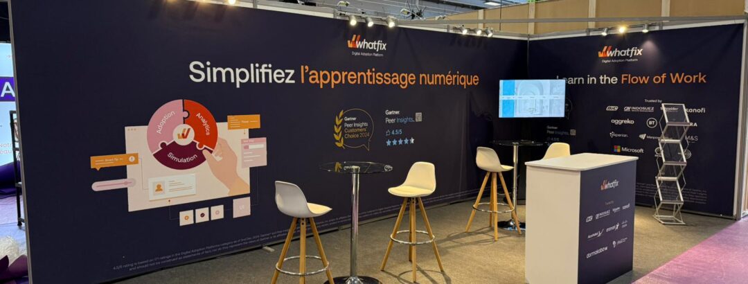 whatfix world of learning summit olympia london exhibition stand expositionists 1