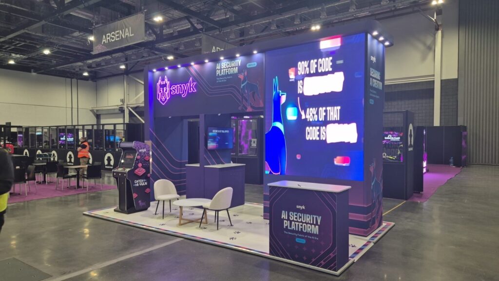 Snyk - Black Hat Europe 2025 - ExCeL London 7 snyk exhibition stand black hat europe excel london expositionists 2