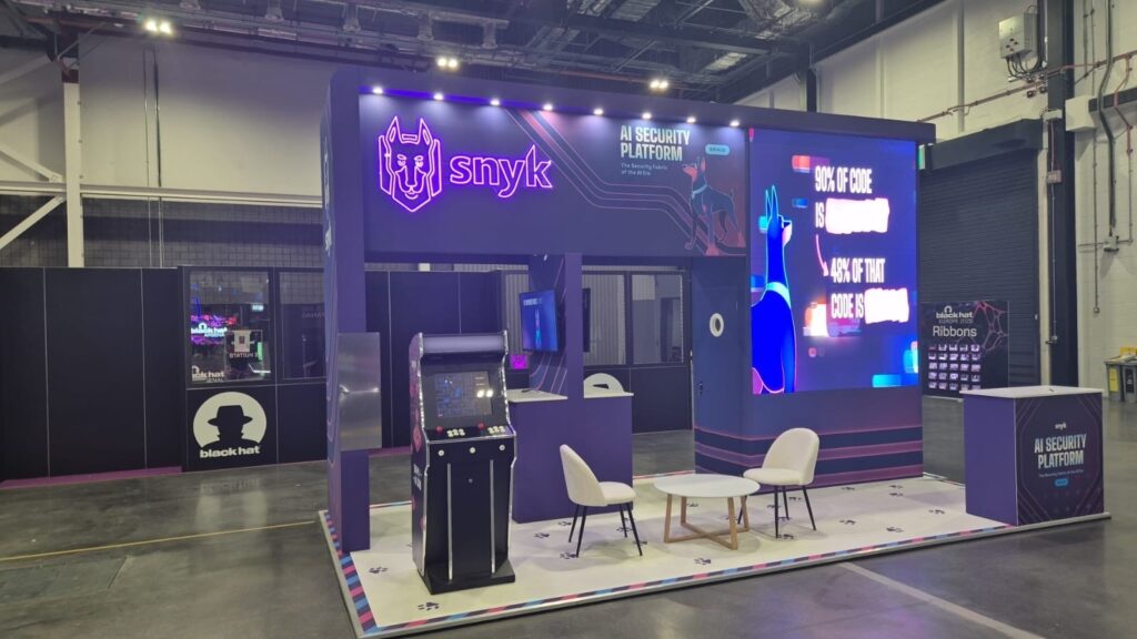 Snyk - Black Hat Europe 2025 - ExCeL London 6 snyk exhibition stand black hat europe excel london expositionists 6