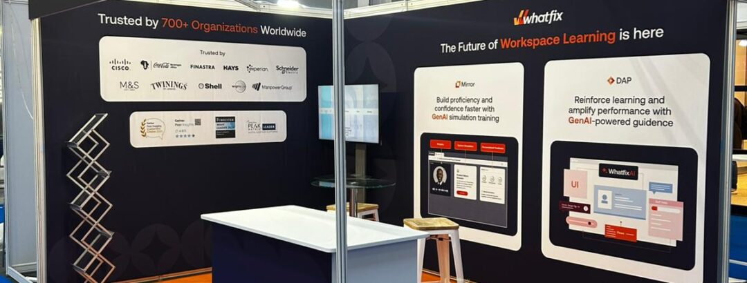Whatfix - World of Learning 2026 - Olympia London 5 whatfix exhibition stand world of learning olympia london expositionists 1