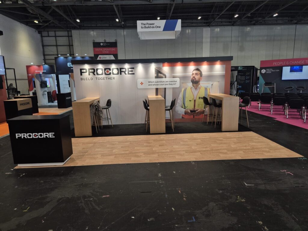 Procore - Digital Construction Week 2026 - ExCeL London 10 procore digital construction week excel london exhbition stand expositionists 1