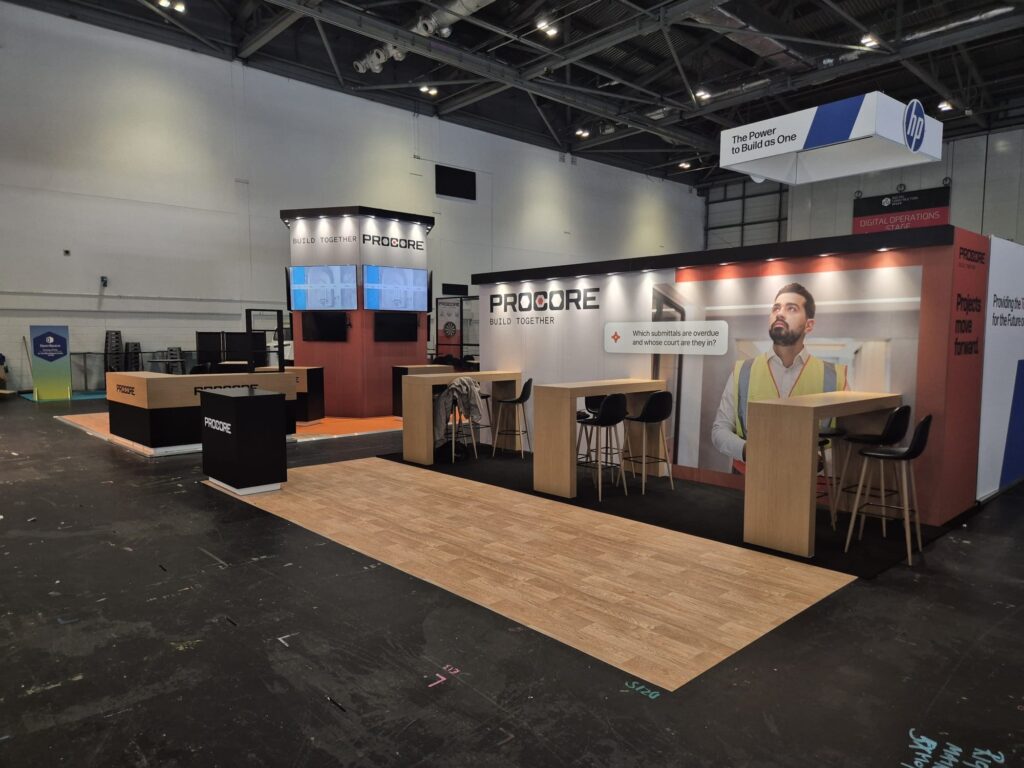 Procore - Digital Construction Week 2026 - ExCeL London 6 procore digital construction week excel london exhbition stand expositionists 2